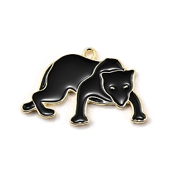 Черный Подвески из эмали и сплава, леопардовые прелести, золотые, чёрные, 22.5x35x2 мм, отверстие : 2 мм