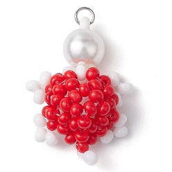 Красный Бисер бисерные подвески, черепаха подвески, красные, 31x20x9 мм, отверстие : 3 мм