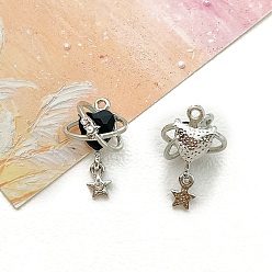 Черный Подвески из платинового сплава и смолы, для ювелирных украшений своими руками, сердце с растением, чёрные, 22x14 мм