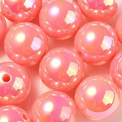 Лосось УФ-покрытие радужными переливающимися акриловыми бусинами, круглые, salmon, 17.5x17 мм, отверстие : 2.8 мм