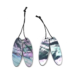 Oval 2шт. подвески из натуральной черной ракушки для губ, овальные, 40x13.5x3 мм, отверстие : 0.6 мм