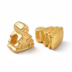 Матовый Золотой Цвет Стойки покрытие сплава европейские шарики, бусины с большим отверстием, без кадмия, без свинца и без никеля, рождественская елка, матовый золотой цвет, 12.5x11.5x7.5 мм, отверстие : 4.2 мм