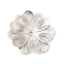 Платина Шапочки и конусы для бусин, латунные, цветок, платина, 25x25x2.5 мм, отверстие : 1 мм