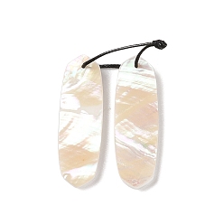 Oval 2Pcs Natural White Shell Pendants, Geometric Charms, Oval, 38x12~12.5x3mm, Hole: 1mm