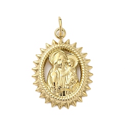 Золотой 304 подвески из нержавеющей стали, с целью перехода в кольце, овал со святым шармом, золотые, 21x15x2.5 мм, отверстие : 3.5 мм