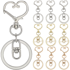 Сердце 18 шт. 3 стильные застежки для брелков из сплава, сердце, сердце, 67 мм, 8 застежка: 19x8.5x4.5мм