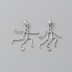 Platinum Anti-Tarnish 925 Sterling Silver Hollow Charm Cabochon Settings, Twist, Platinum, 25x24x1mm, Hole: 4x3mm