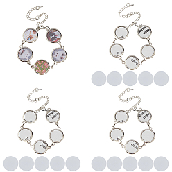 Плоский Круглый 4 наборы для изготовления браслетов из сплава методом сублимации, с алюминиевыми кабошонами, плоско-круглые, 175 мм