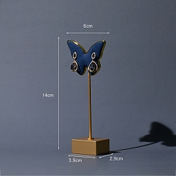 Marine Blue Velvet with Metal Earring Display Stand, Butterfly, Marine Blue, 14x6cm