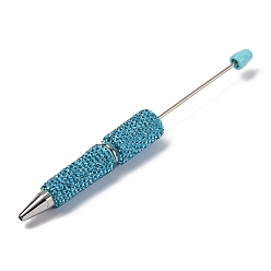 Темно-бирюзовый Пластиковая шариковая ручка, ручка со стеклянными стразами, для индивидуальной ручки с ювелирными бусинами, темные бирюзовый, 151x16 мм