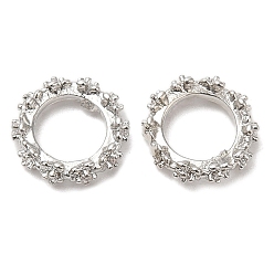 Платина Стойки обшивки латунь микро проложить кубического циркония бусы, долговечный, без свинца и без кадмия, плоские круглые с цветком, платина, 10x3 мм, отверстие : 6.2 мм