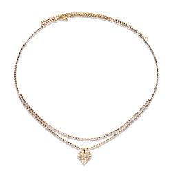 Сердце Сплав кристалл горный хрусталь подвеска двухслойная талия живот цепи для женщин, золотые, сердце, 710 мм