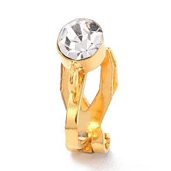 Золотой Латунные серьги с клипсами, с кристально горный хрусталь, с петлей, золотые, 7x14x5 мм, отверстие : 1.5 мм