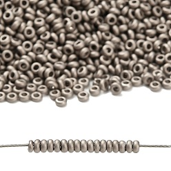 (566) Opaque Metallic Frosted Antique Silver Toho 11/0 полукруглые бусины, японский бисер, матовое никелирование, (566) матовый металлик матовое античное серебро, 6/0, 4x1.9 мм, отверстие : 1.5 мм, около 13500шт./фунт(450г)