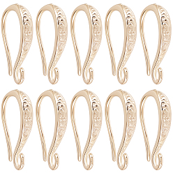 Light Gold 10 пары латунных крючков для сережек, золотой свет, 15x9x2 мм, отверстие : 1.8 мм, штифты : 0.7 мм