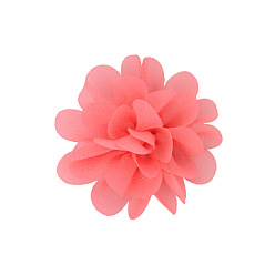 Licht Korallen Handgefertigte gewebte Ornament-Accessoires, 3d Blume aus Chiffonstoff, Licht Korallen, 50 mm