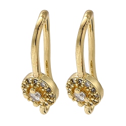 Настоящее золото 18K Стойка покрытие латунь микропаве прозрачный кубический цирконий крючки для сережек, провод уха, долговечный, без свинца и без кадмия, реальный 18 k позолоченный, 17x9.5x5.5 мм, отверстие : 1.2 мм, штифты : 1 мм