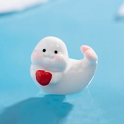 Белый Миниатюрные украшения из смолы в виде морского льва, для садовых кукольных домиков, белые, 23x30 мм