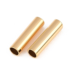 Chapado en Oro Real 18K Cuentas tubulares de latón Shegrace, columna, sin cadmio y níque y plomo, real 18 k chapado en oro, 12x3 mm, agujero: 2.4 mm