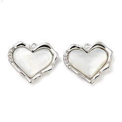 Платинированный Латунные микропаве прозрачные подвески с фианитом, без кадмия, без никеля и без свинца, с оболочкой, сердце прелести, Реальная платина, 14.5x16.5x2.5 мм, отверстие : 1.2 мм