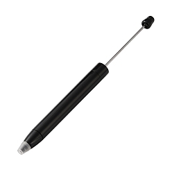 Black Plastic Beadable Pens, Press Ball Point Pens, for DIY Pen Decoration, with Iron Rod, Black, 167x11.5mm