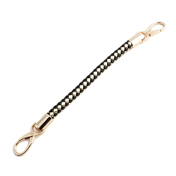 Black Imitation Leather Braided Bag Handles, Bag Straps, Black, 30cm