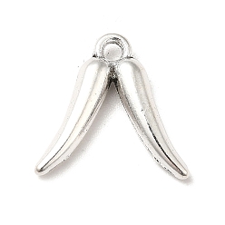 Antique Silver Tibetan Style Alloy Pendants, Chilli Pepper Charms, Antique Silver, 15.5x16x3mm, Hole: 1.5mm, about 1000pcs/1000g