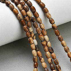 Пейзажный Джаспер Естественного изображения яшмы бисер нитей, рис, 6x4~4.5 мм, отверстие : 0.5 мм, около 64~67 шт / нитка, 15.35~15.55'' (39~39.5 см)