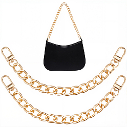 Light Gold 2Pcs Alloy Cuban Link Chain Bag Extender Chains, with Swivel Clasps, Light Gold, 220mm