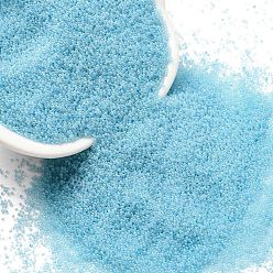 Светло-Голубой Светящиеся в темноте прозрачные мини-стеклянные круглые бусины, нет отверстий / незавершенного, микробусины для нейл-арта, Небесно-голубой, 0.6~0.8 мм