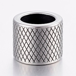 Antik Silber Farbe 304 Edelstahlkugeln, Großloch perlen, Kolumne, Antik Silber Farbe, 12x10 mm, Bohrung: 8 mm