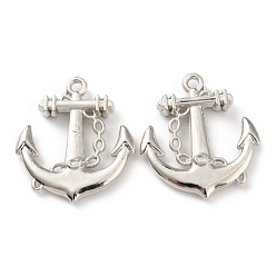 Платина Пластмассовые подвески ccb, якорь очарование, платина, 32.5x29x5 мм, отверстие : 2 мм