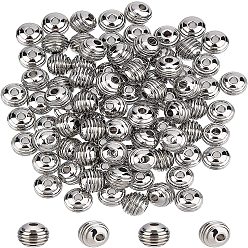 Edelstahl Farbe 100Stk. 304 Edelstahlperlen, runde runde, Edelstahl Farbe, 8x7 mm, Bohrung: 2 mm