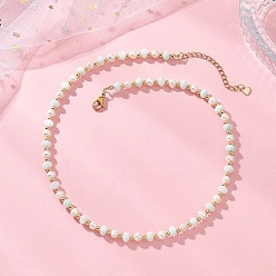 Аквамарин Ожерелья из бусин-ронделей из натурального жемчуга и ракушек, с 304 удлинителями цепи из нержавеющей стали, золотые, аквамарин, 16.46 дюйм (41.8 см)