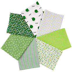 Grün Bedruckter Blumenbaumwollstoff, für Patchwork, Taschentuch an Patchwork nähen, Quilten, grün, 50x50 cm, 7 Blätter / Satz