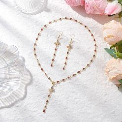 Красный Комплекты из серег и ожерелий ручной работы с элементами лэмпворка от сглаза и латунной фурнитурой, бабочка и глаз, красные, 488 мм