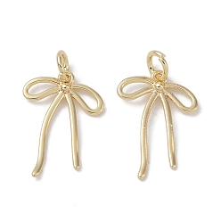 Настоящее золото 18K Латунные подвески, бантом прелести, без кадмия, без никеля и без свинца, реальный 18 k позолоченный, 18x13x1.5 мм, отверстие : 3 мм