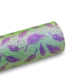 Зеленый лайм Ткань из искусственной кожи с рисунком радужных перьев, для поделок ремесел, прямоугольные, зеленый лайм, 1350x300x0.7 мм