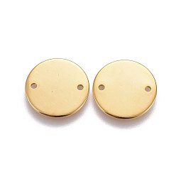 Golden 201 Stainless Steel Links connectors, Flat Round, Golden, 16x1mm, Hole: 1.2mm