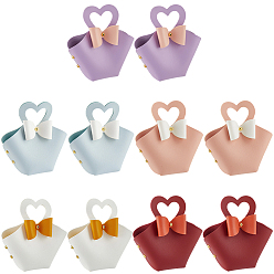Mixed Color 10 Sets 5 Colors DIY PU Imitation Leather Heart Flower Purse Making Sets, with Golden Tone Iron Brads for Beginners, Mixed Color, 161x179x50.5mm, 2 sets/color