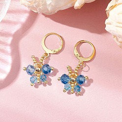 Озёрно--синий Бабочка 304 серьги из нержавеющей стали с застежкой-молнией для женщин, с подвесками из плетеного стекла в виде бабочек, золотые, Плут синий, 33x16.5 мм