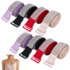 (52) Непрозрачная лаванда 4 пары 4 цветные полиэстеровые стразы нескользящие бретельки для бюстгальтера, регулируемый держатель лямок бюстгальтера, разноцветные, 430x17.5 мм, 1 пара / цвет