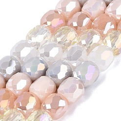Mixed Color Electroplate Mixed Styles Glass Beads Strands, Column, Faceted, Mixed Color, 8~8.5x8~8.5mm, Hole: 1.2~1.5mm, about 45~48pcs/strand, 14.96~16.14 inch(38~41cm)