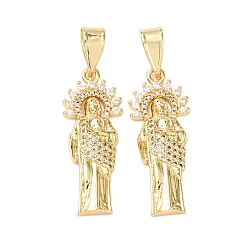 Настоящее золото 18K Латунные микро проложить кубического циркония подвески, стойки покрытие, долговечный, без свинца и без кадмия, Очарование святого Иуды, реальный 18 k позолоченный, 34x13x4.5 мм, отверстие : 8x6 мм
