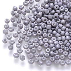 Light Steel Blue 6/0 Baking Paint Glass Round Seed Beads, Light Steel Blue, 4~5x3~4mm, Hole: 1~2mm, about 4500pcs/pound