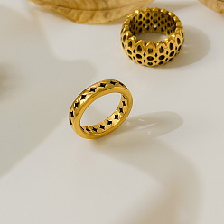 Star 304 Stainless Steel Finger Rings, Real 18K Gold Plated, Star, US Size 7(17.3mm)
