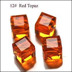 Темно-Оранжевый Имитация Австрийские кристаллические шарики, класс AAA, граненые, кубические, темно-оранжевый, 7x8.5x8.5 мм, отверстие : 0.9~1 мм