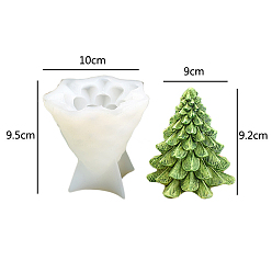 White Christmas Tree DIY Candle Silicone Molds, for Scented Candle Making, White, 10x9.5cm
