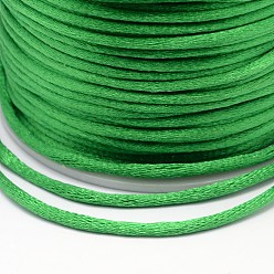 Green Polyester Cord, Satin Rattail Cord, for Beading Jewelry Making, Chinese Knotting, Green, 2mm, about 100yards/roll