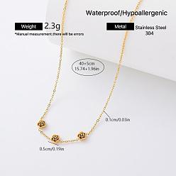 Flower European Style 304 Stainless Steel Pendant Necklaces for Women, Golden, Flower, 15.75 inch(40cm)